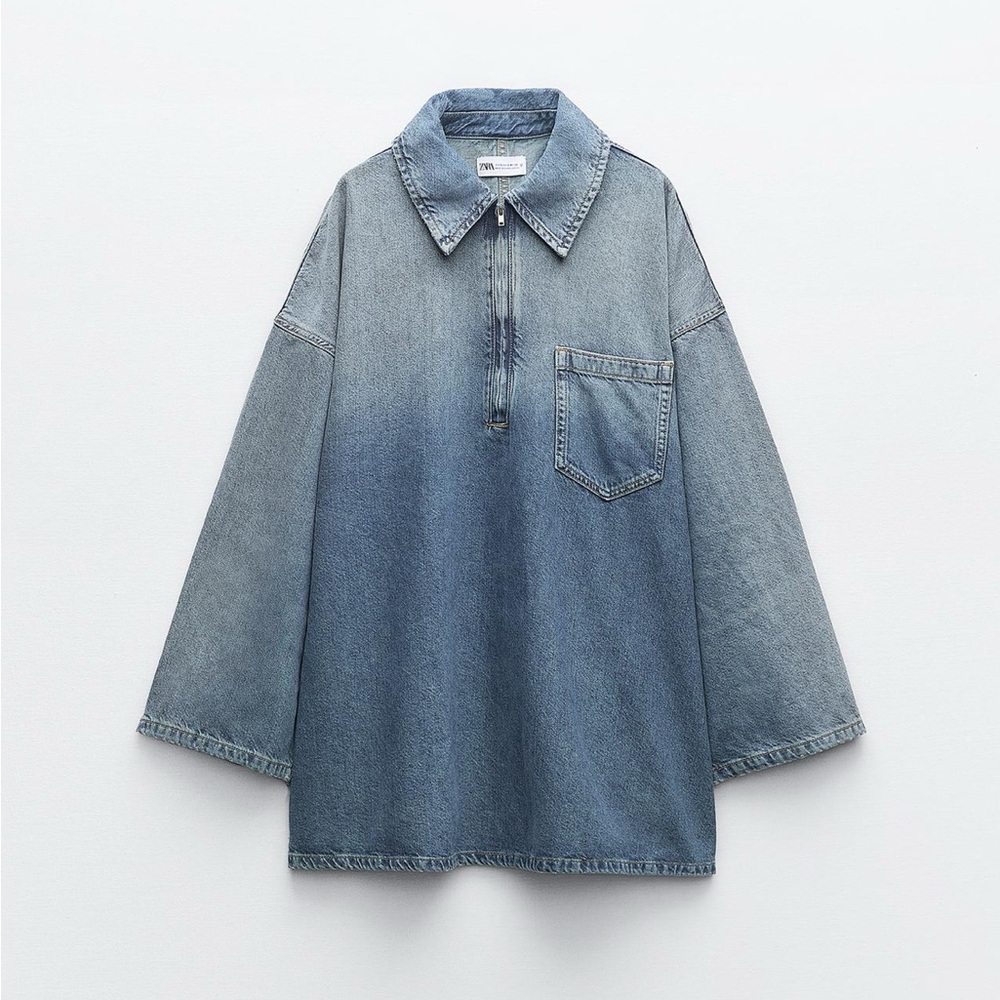 Zara Blue Denim Midi Dress